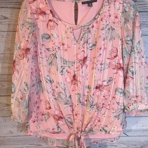 Sara Michelle Pink floral lined blouse
